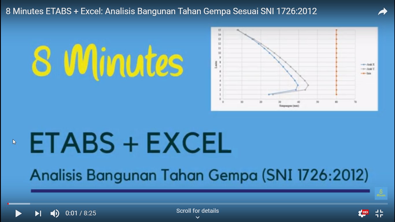 8 Minutes ETABS + Excel: Analisis Bangunan Tahan Gempa Sesuai SNI 1726:2012